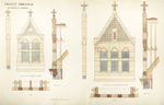 Trinity College, Students Rooms [Jarvis Hall, Long Walk]: Elevation of Small Dormer, Plan, Section; Elevation of Large Dormer, Plan, Section by Francis Hatch Kimball