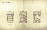 Trinity College, Lecture Rooms [Seabury Hall, Long Walk]: Transverse Sections through: Laboratory, Junior Professors' Rooms, Hallway by Francis Hatch Kimball