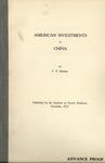 American investments in China by Charles Frederick Remer